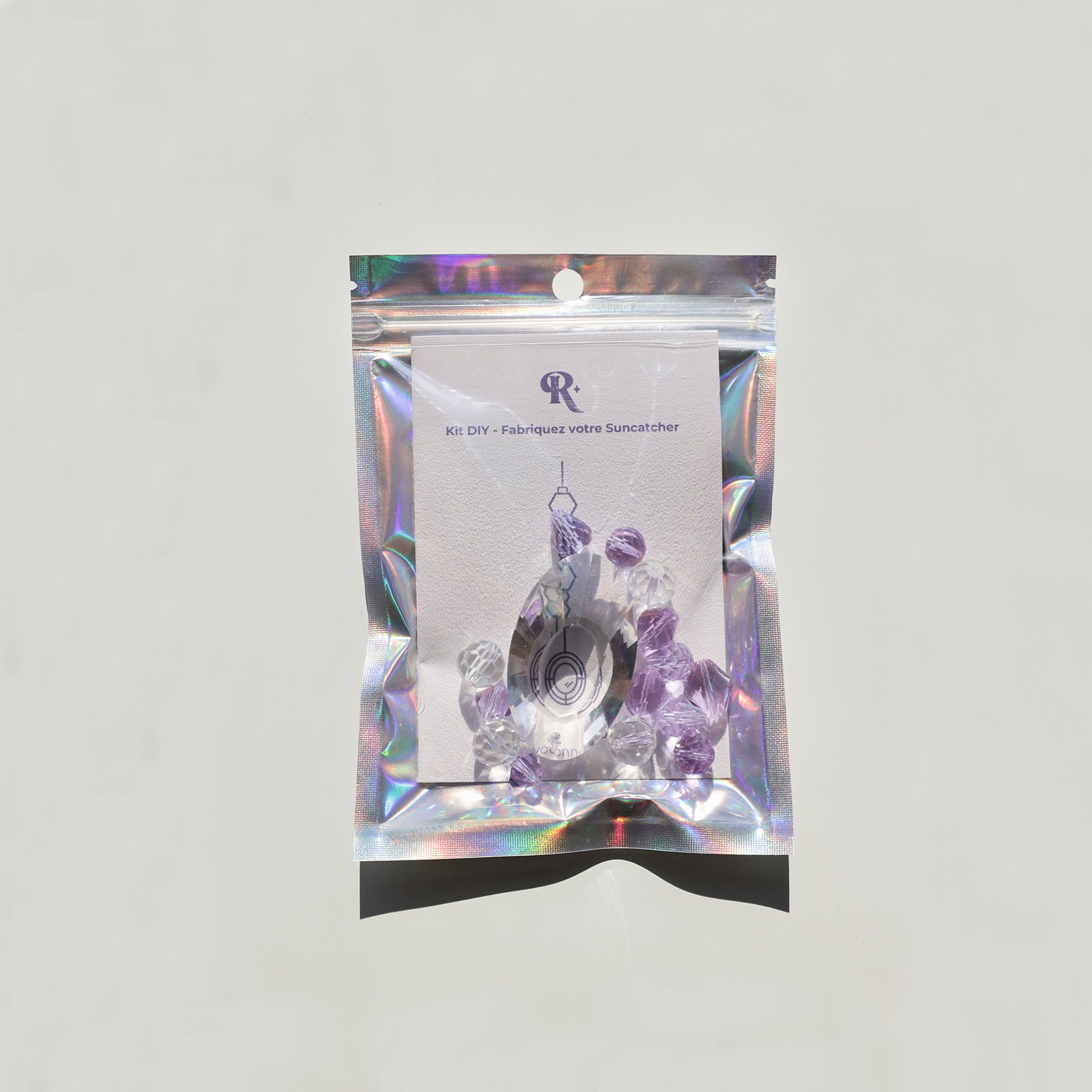 KIT diy suncatcher de couleur blanc et violet, idée cadeau originale