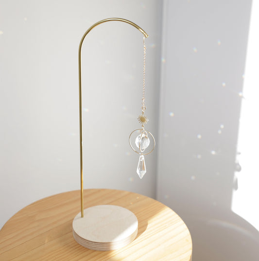 Présentoir à suncatcher en bois et laiton, fabriqué en france