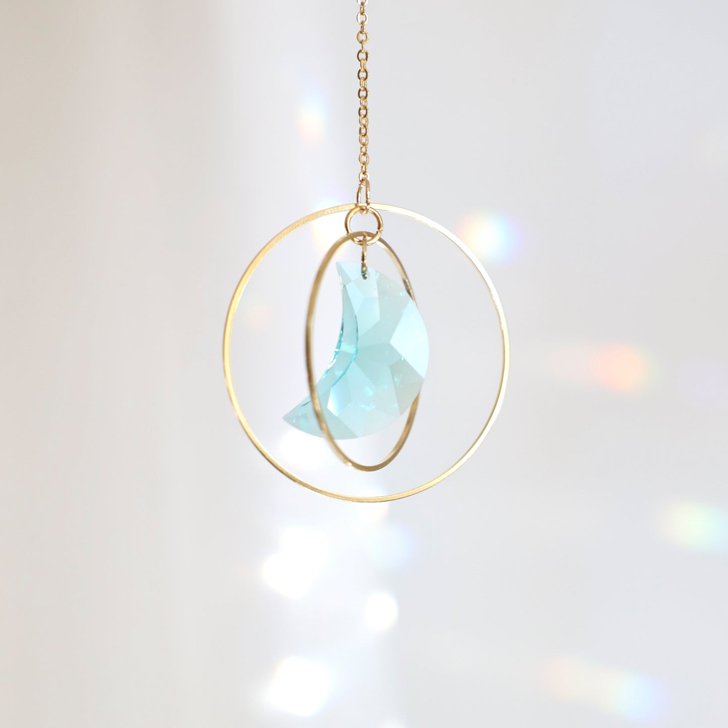 Suncatcher avec cristal bleu en forme de lune