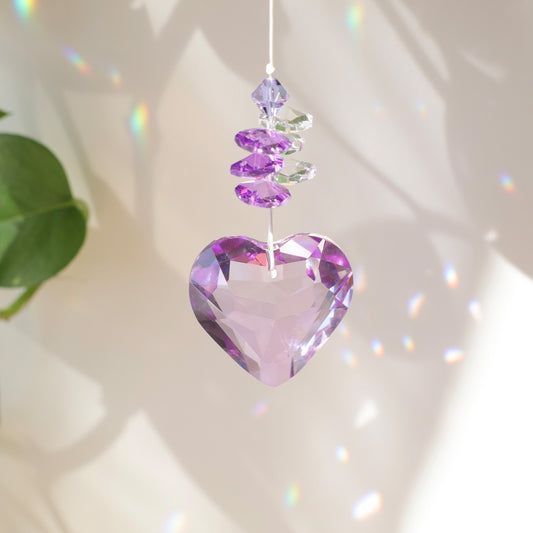 Suncatcher en forme de coeur violet pour la déco intérieure