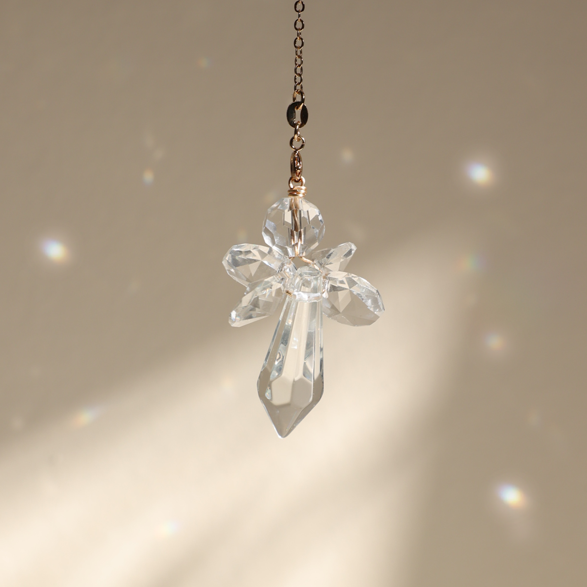 HASLED 2 Attrape-Soleil Cristal Suspendu - Suncatcher Fenêtre Prisme 40cm | Déco Intérieur/Extérieur | Reflets Arc-en-Ciel | Pour Jardin, Mariage