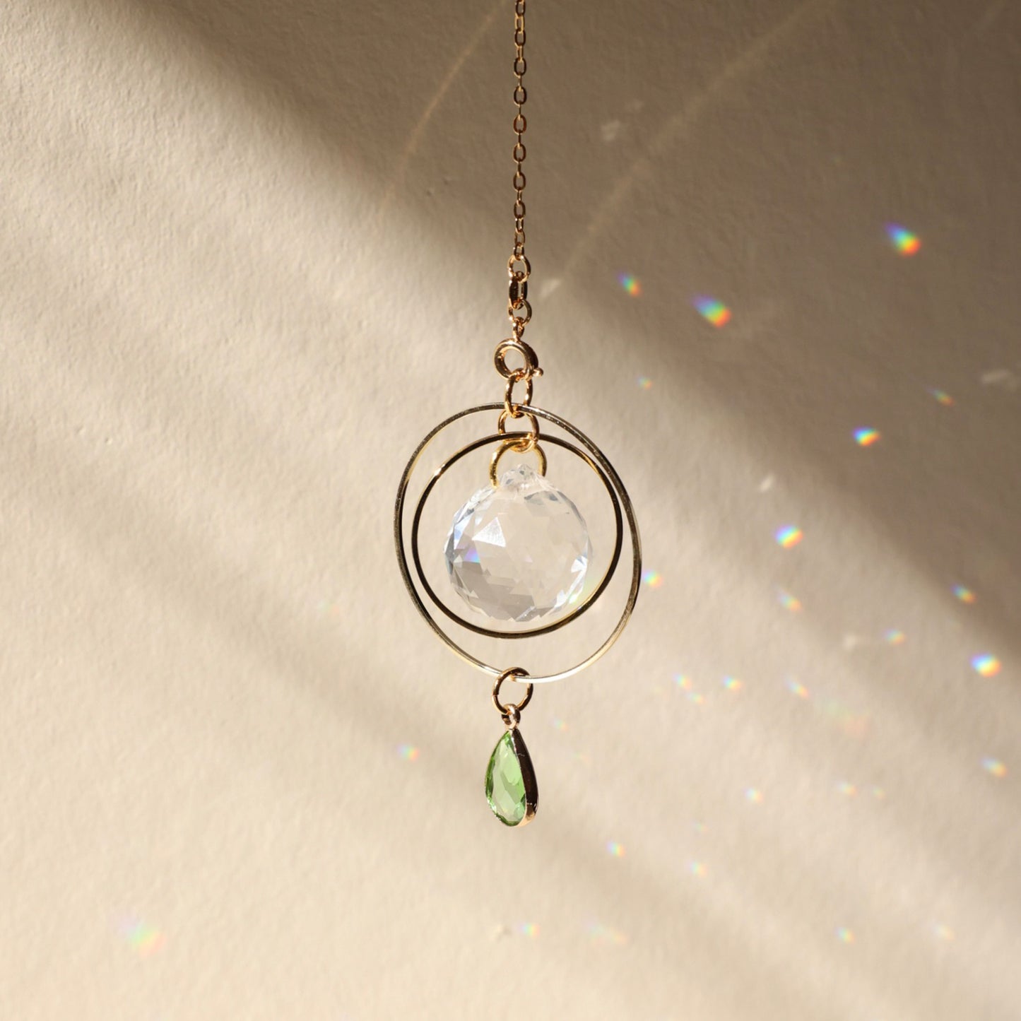 Attrape-soleil avec cristal de couleur verte, cadeau de naissance