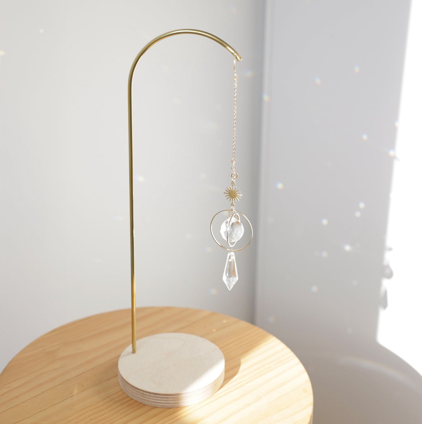 Présentoir à suncatcher en bois et laiton, fabriqué en france