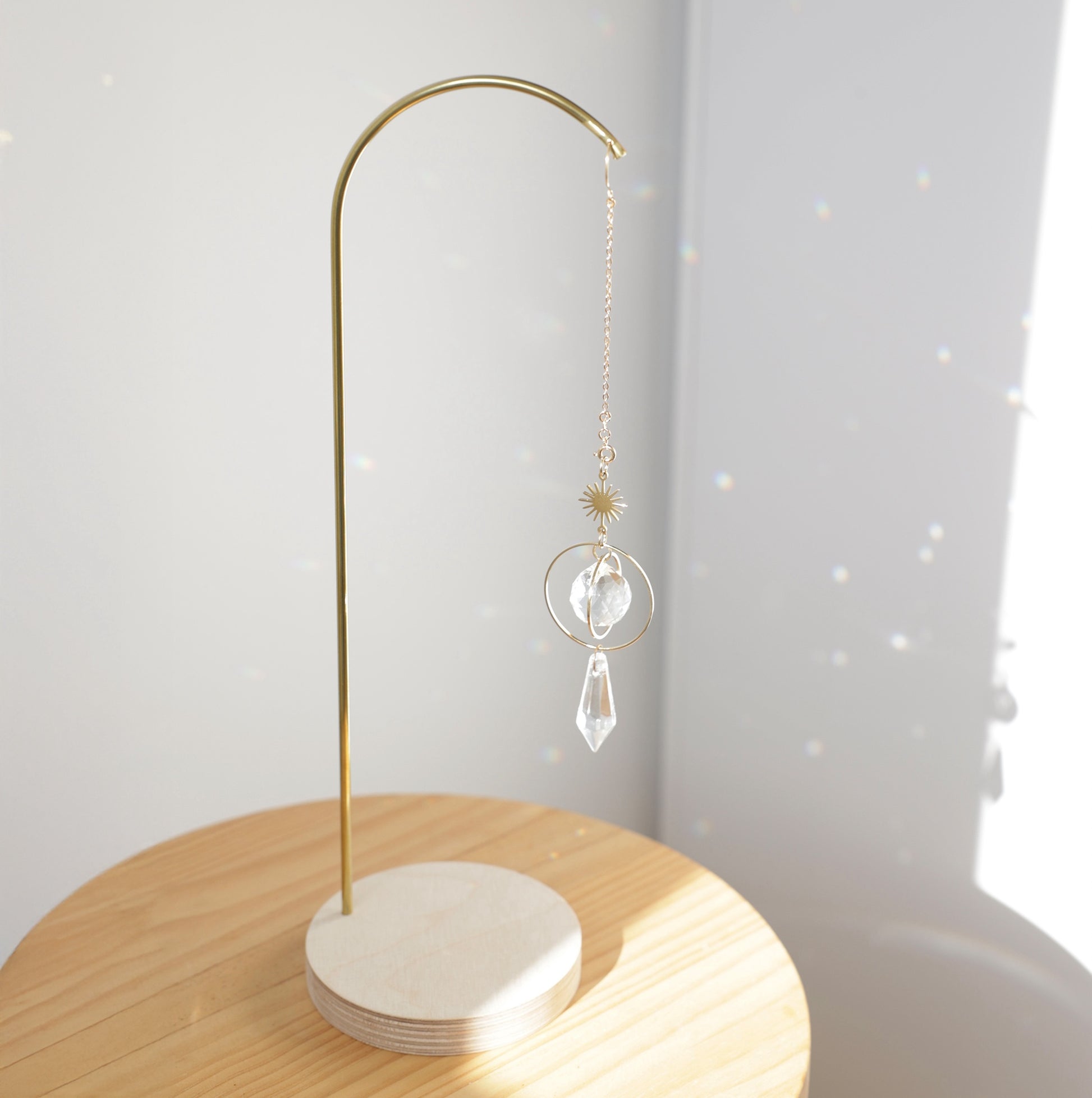 Présentoir à suncatcher en bois et laiton, fabriqué en france