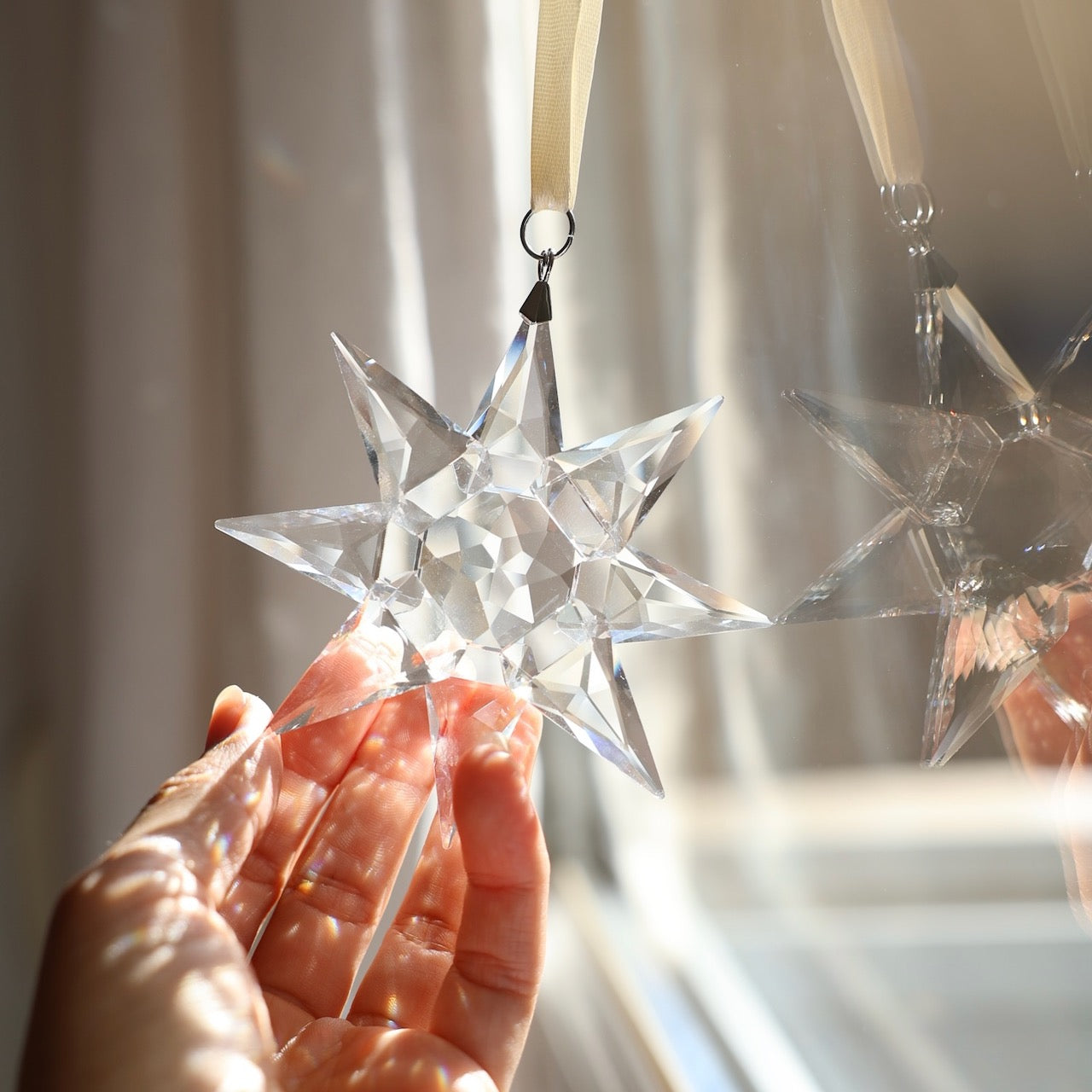 Décoration de fenêtre, Cristal en forme d'étoile