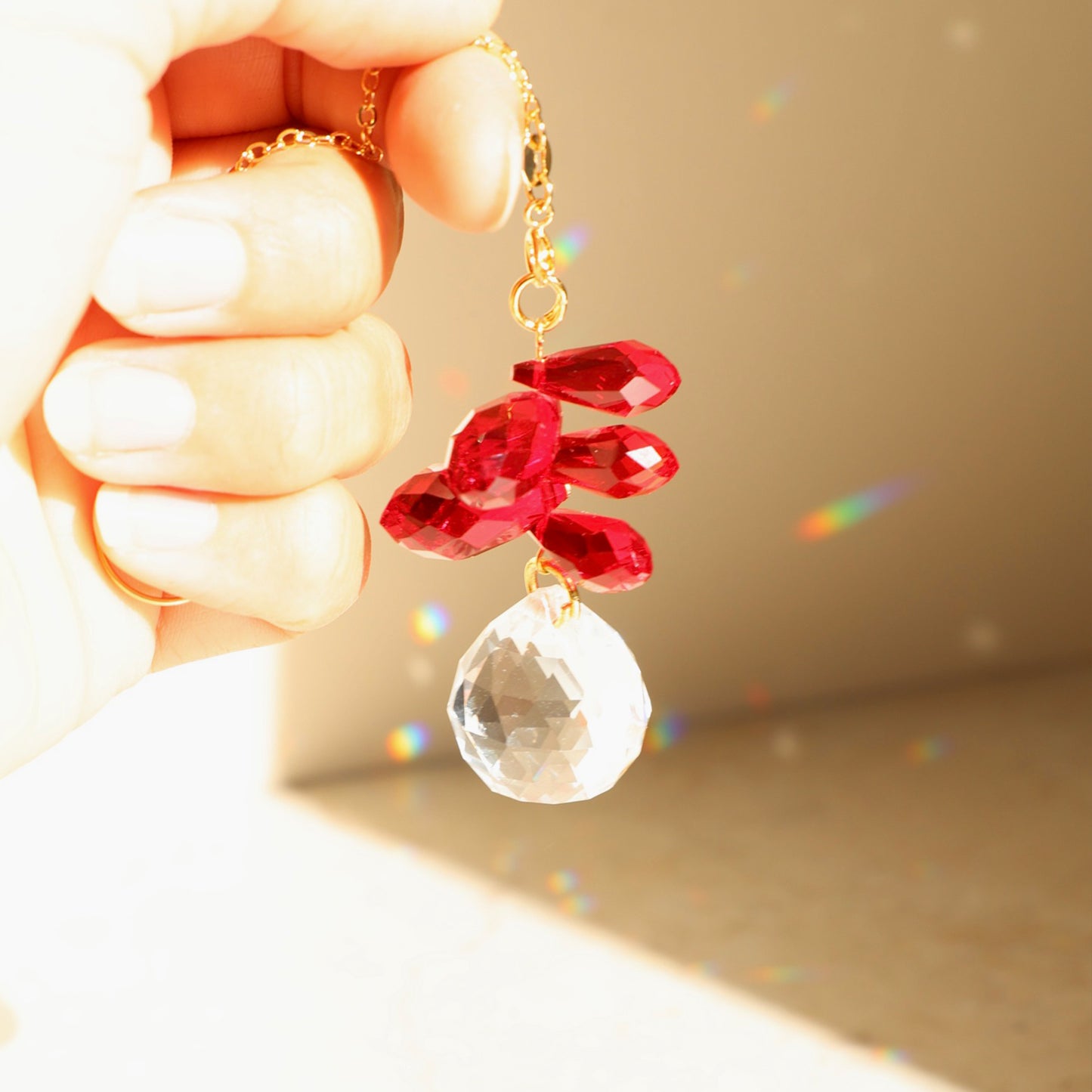 Suncatcher avec pierres rouges, Attrape-soleil pour la maison