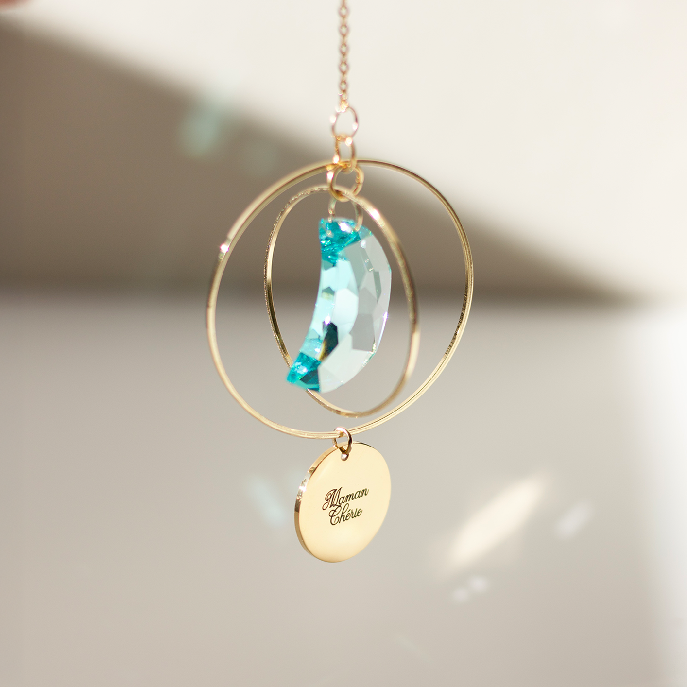 Suncatcher personnalisé avec cristal en forme de lune