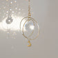 Attrape-soleil avec boule de cristal transparente et lune dorée, Suncatcher Rayonne®