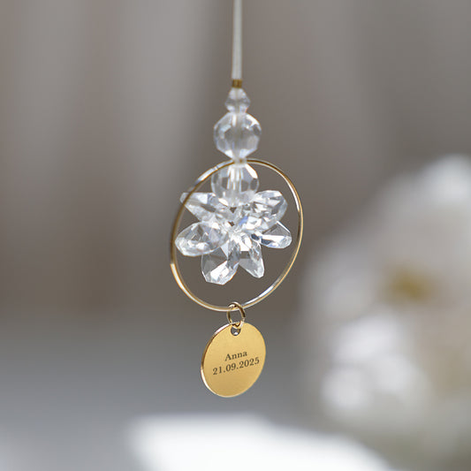Suncatcher ÉDEN personnalisé, gravé du prénom et de la date de naissance - cadeau de naissance idéal