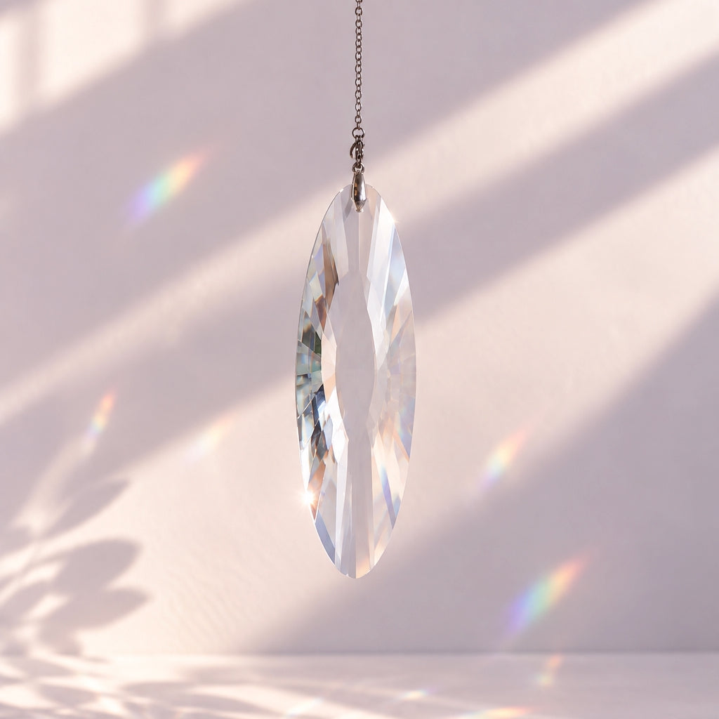 suncatcher sur fond lilas subtil et reflets 