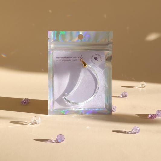 decoration de sapin en cristal en forme de lune