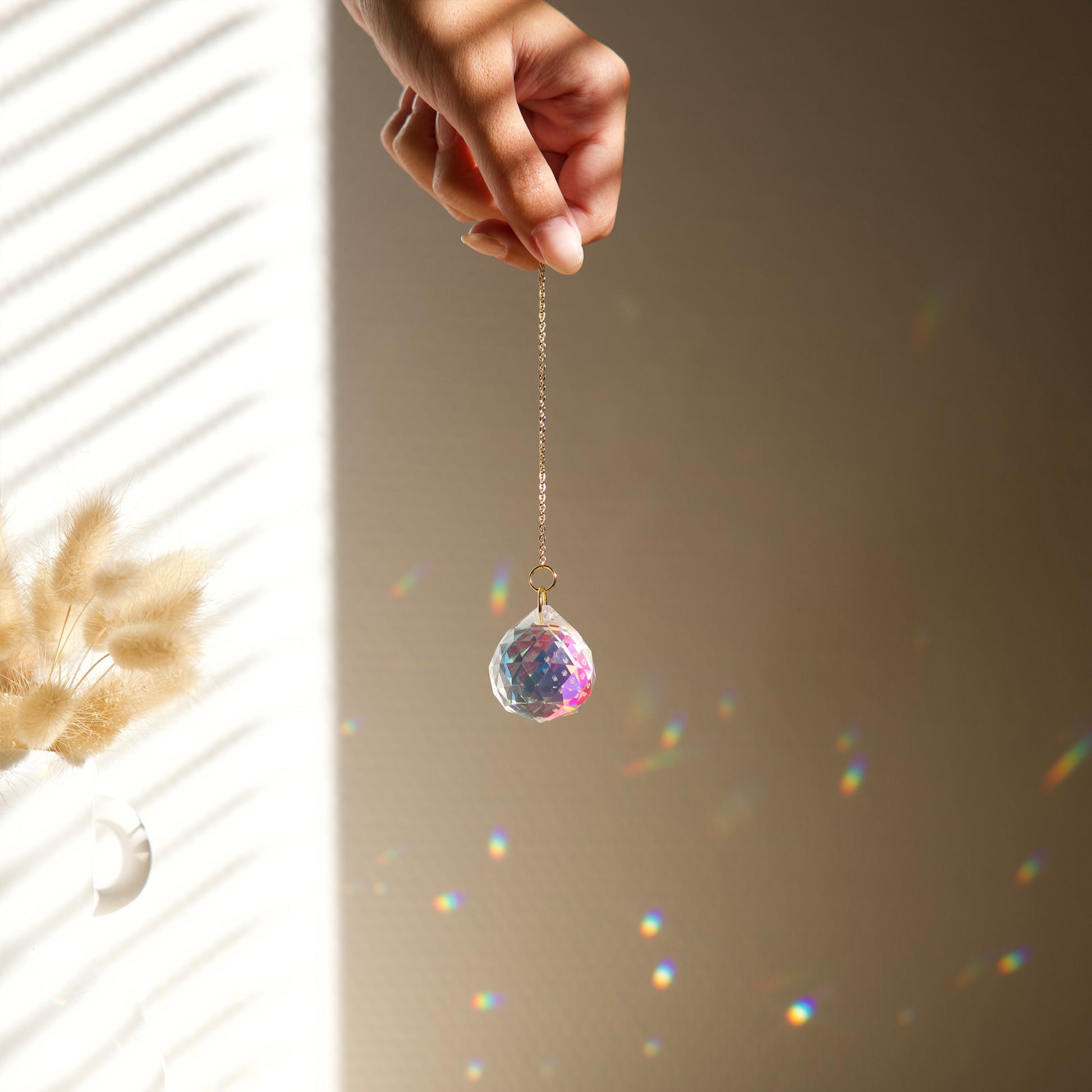 Boule de verre en cristal- Suncatcher arc-en-ciel -prisme Faceted Pendant  Chandelier