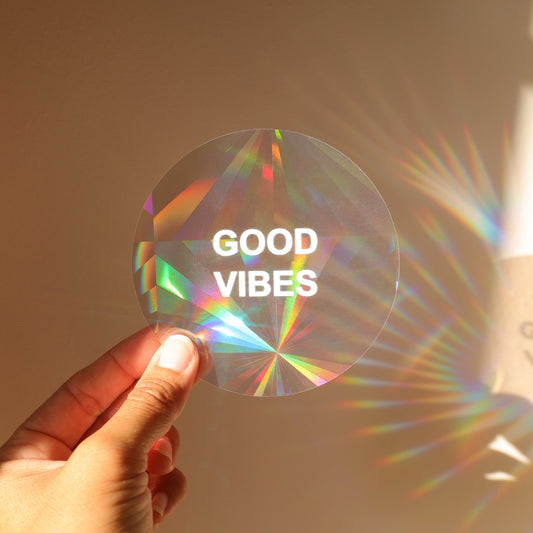sticker reflechissant de fenetre Good vibes