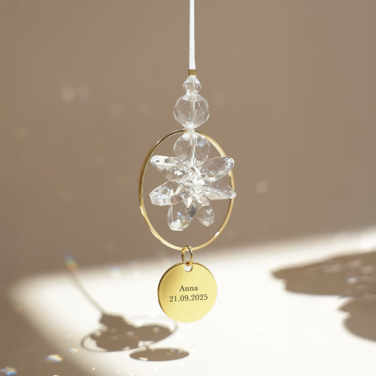 Cadeau de naissance unique et symbolique : Suncatcher ÉDEN qui reflète des reflets arcs-en-ciel