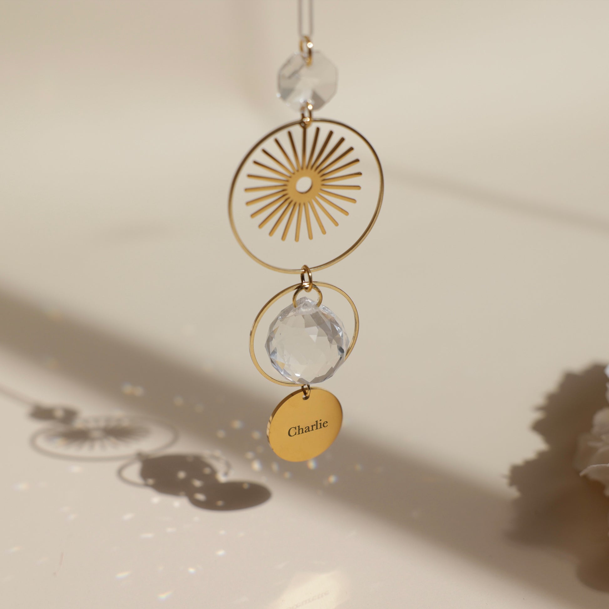 Suncatcher personnalisé avec prénom gravé, idée cadeau de naissance ou de baptème