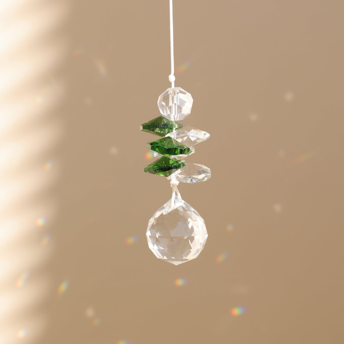 suncatcher en cristal transparent et vert 