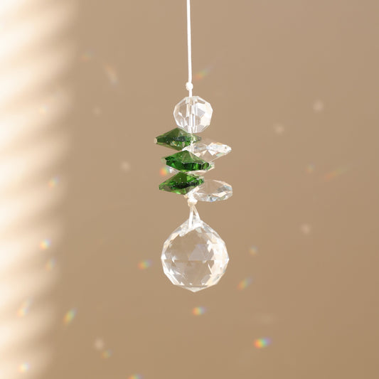 suncatcher en cristal transparent et vert 